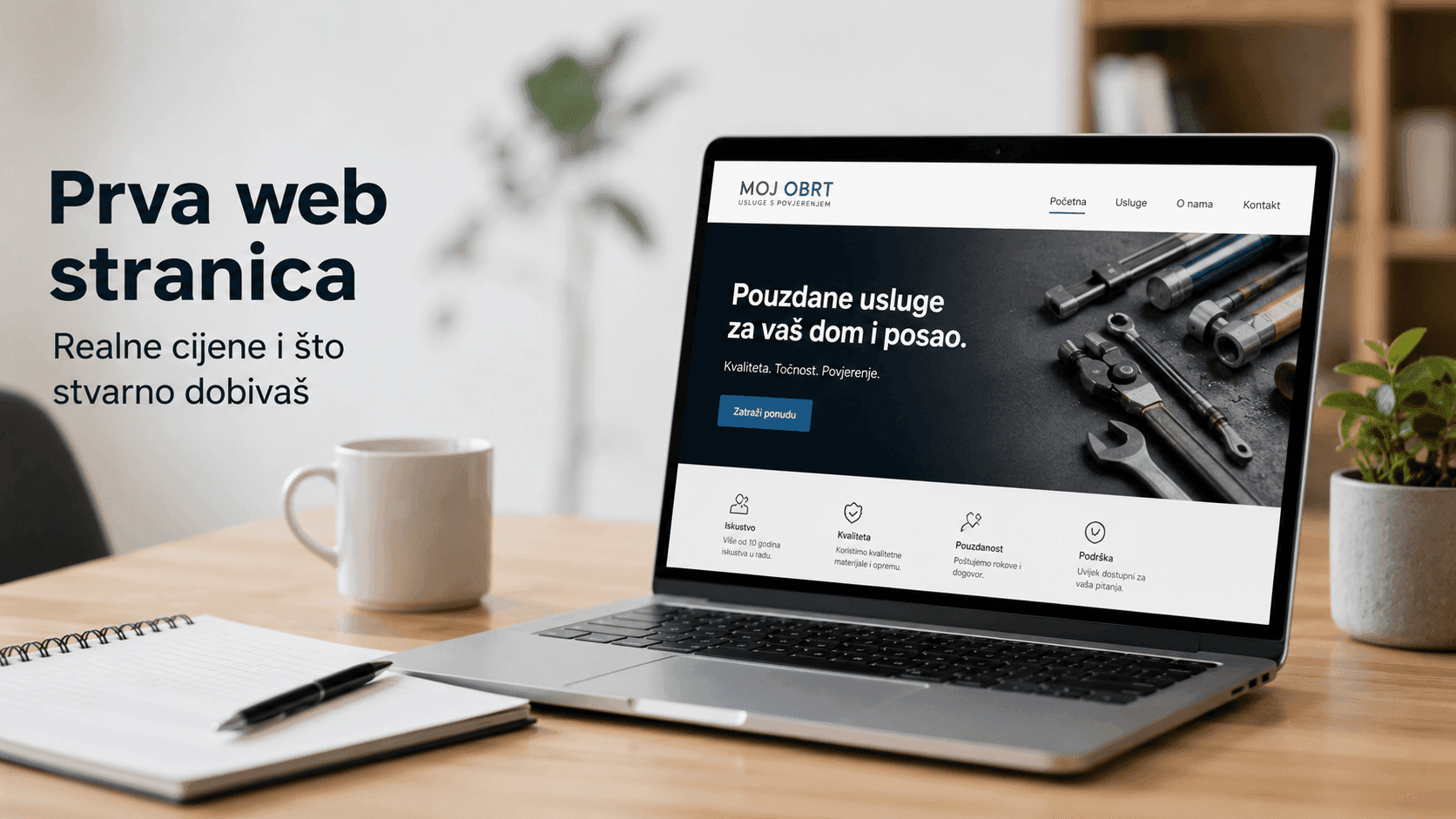 Prva web stranica za obrt ili mali d.o.o. u Hrvatskoj: realne cijene i što stvarno dobivaš