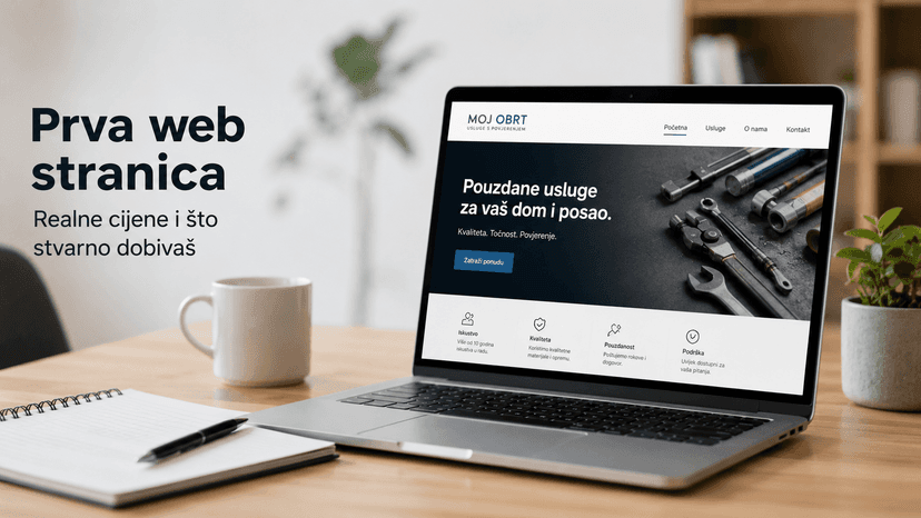 Prva web stranica za obrt ili mali d.o.o. u Hrvatskoj: realne cijene i što stvarno dobivaš