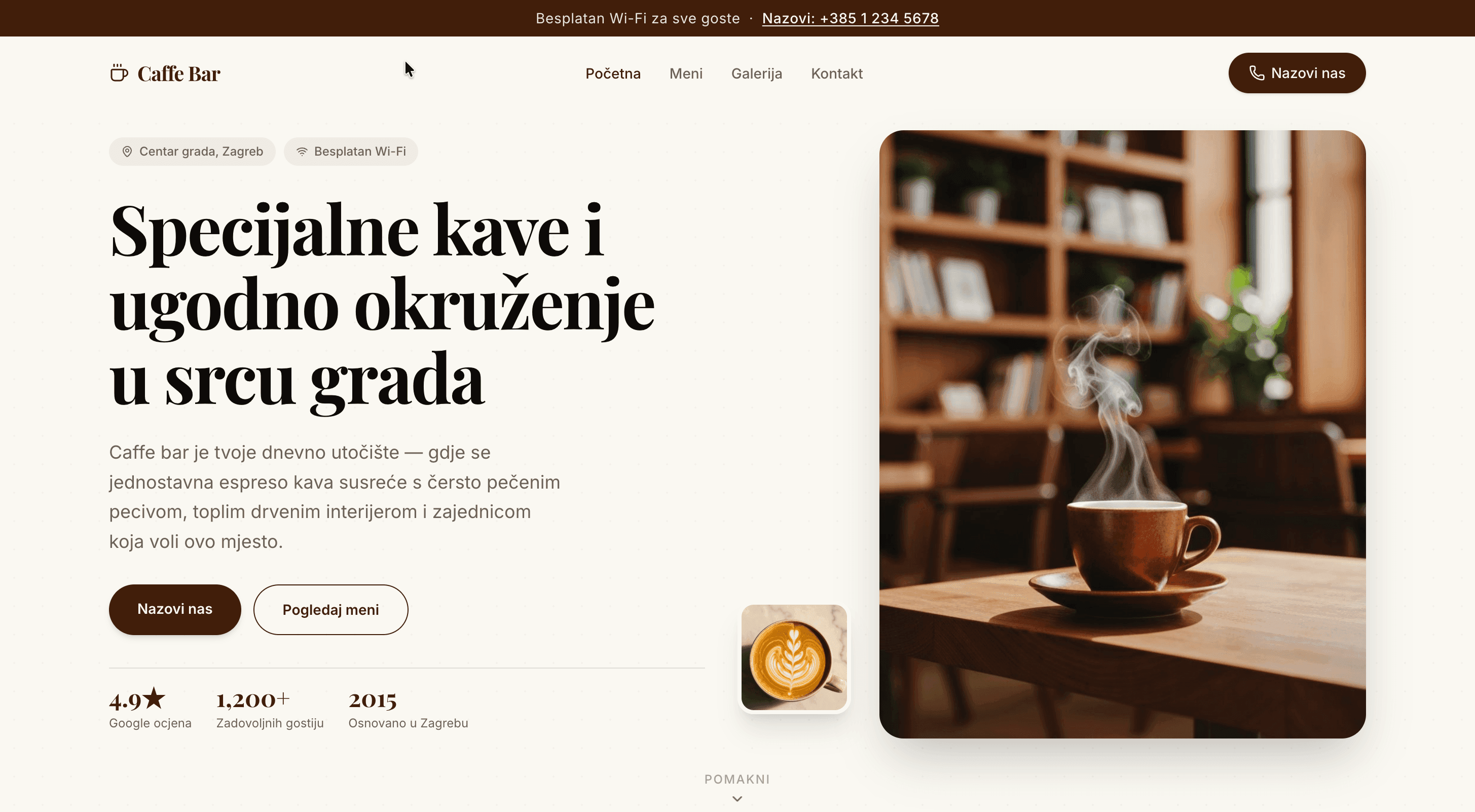 Caffe Bar — template stranica za kafiće